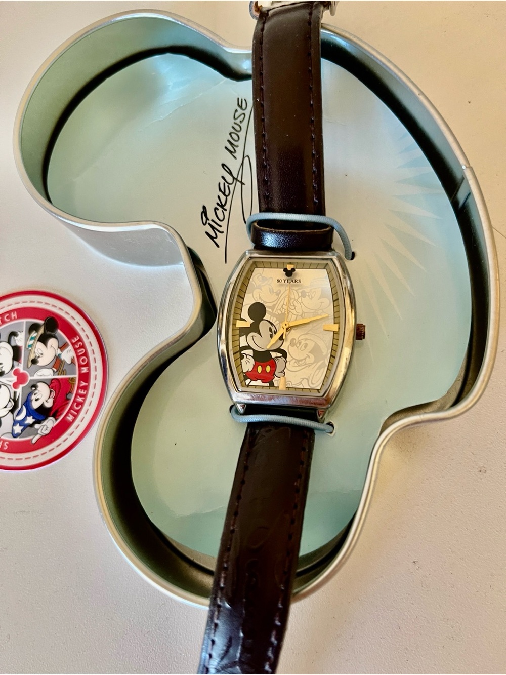 Disney Mickey Mouse 90th Anniversary Watch - Black & Silver with Red Accent 2013